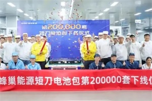出口量達(dá)109545套 蜂巢能源第20萬套短刀電池包下線