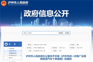 政策|《四川瀘州市進(jìn)一步推廣應(yīng)用新能源汽車十條措施》的通知